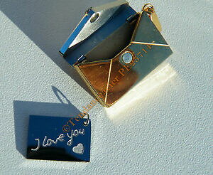 �y���������z�W���G���[�E�A�N�Z�T���[ �V���o�[�y���_���g���b�L�S�[���h�X�`�[���X�g���X�G���x���[�v�J�[�hpendentif argente plaque or acier inoxydable enveloppe strass carte i love you