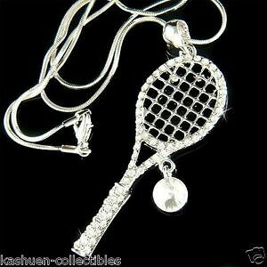 yzWG[EANZT[ ejX{[PbgNX^XtXL[PbgX|[cRA[tennis balle raquette ~ avec cristal swarovski raquette sports collier