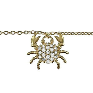 �y���������z�W���G���[�E�A�N�Z�T���[ ���b�L�W���R�j�E���J�jchaine de cheville crabe cancer en plaque or amp; zirconium longueur 25cm femme
