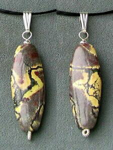 yzWG[EANZT[ CG[ubNXg}gbNX^[RCYVo[y_gmagnifique jaune w noir et rouille matrice turquoise argent pendentif