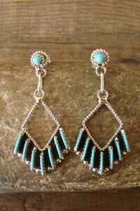 yzWG[EANZT[ YjVo[X^[O^[RCYj[h|Cg|XgCOJ[}Xzuni argent sterling turquoise aiguille point post boucles doreilles kaamasse