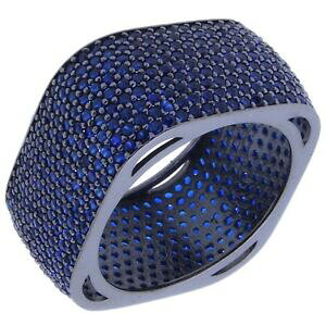 yzWG[EANZT[ X^[OVo[XNGAG^jeBOTt@CAXg[Y925 sterling silver 9 row square eternity ring with sapphire stones