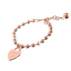 yzWG[EANZT[ EmAGub`JeiAp[kRNI[yfeZg[Uunoaerre bracciale catena a palline con cuore pendente centrale pvd rosa