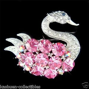 yzWG[EANZT[ NX^XtXL[NX}Xu[`WG[rbO[YXgrand rose cygne avec cristal swarovski oiseau broche noel cadeau bijoux mignon