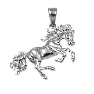�y���������z�W���G���[�E�A�N�Z�T���[ �V���o�[�X�^�[�����O�K���b�v�y���_���g�u�����b�N���C�h�C���`�F�[��argent sterling galop cheval 3d pendentif breloque,fabrique en usa,18 chaine