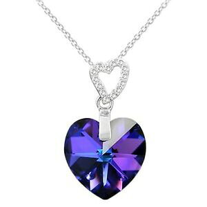 yzWG[EANZT[ n[glbNXVo[fBGNX^XtXL[RwIg[viCcollier coeur 42 cm en argent 925 rhodie et cristal swarovskiR heliotrope neuf