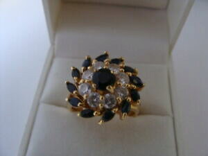 yzWG[EANZT[ bLOTt@CAWRjEObLmagnifique ancienne bague plaque or saphir zirconium ring gold plated bijou 52