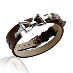 yzWG[EANZT[ uEU[XeXX`[uXbgbracelet en cuir marron et acier inoxydable longueur 19cm mixte neuf