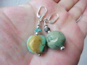 yzWG[EANZT[ COVo[igD[gDLZbelle, vieux boucles doreilles __ __ 925 argent __ avec naturturkisen __