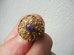 yzWG[EANZT[ ObLVo[A~VXgp[_ belle ,vieux anneau __ 835 argent plaque or __ avec amythistperle ____