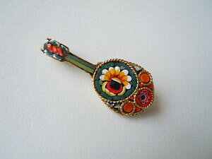 yzWG[EANZT[ AeB[N~tBI[u[`}hS[fVo[antique broche millefiori mandoline dore argent 6,4 g4,3 x 1,8 cm