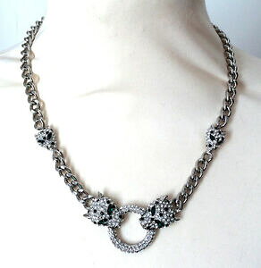 �y���������z�W���G���[�E�A�N�Z�T���[ �o�g���[�E�B���\���N���X�^�����I�p�[�h�w�b�h�V���o�[�����Obutler et wilson transparent cristal leopard tete bague argent ton collier neuf