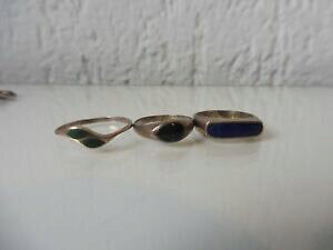 yzWG[EANZT[ OVo[WFChsX__ 3 belle, vieux anneaux __ 925 argent __ avec jade, lapis et onyx ___