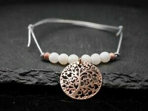 �y���������z�W���G���[�E�A�N�Z�T���[ ���[�Y�S�[���h�K���X�p�[���u���X���b�gbracelet avec arbre de la vie en or rose et perles en verre