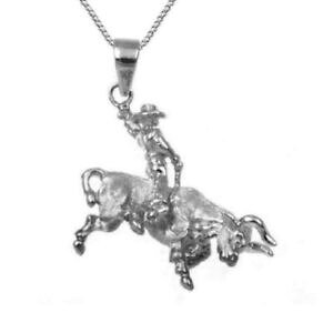 �y���������z�W���G���[�E�A�N�Z�T���[ �V���o�[�X�^�[�����O�J�E�{�[�C�Y�u���y���_���g�u�����b�N���C�hargent sterling cowboy equitation bull 3d pendentif breloque, made usa , 18