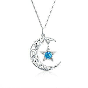 yzWG[EANZT[ Vo[X^[OVo[lbNXXp[NO[WRX^[collier pendentif 925 argent sterling femmes scintillant lune et etoile zircon