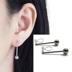 �y���������z�W���G���[�E�A�N�Z�T���[ �V���v���X���[���V���o�[�~�j�}���V�b�N�V���[�g�o�[�{�[���N���b�v�X�^�b�h�C�������Osimple small silver minimal chic short bar ball invisible clip on stud earring