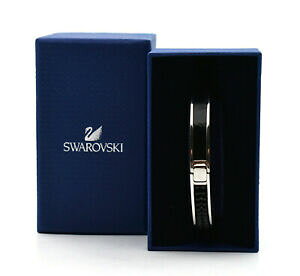 yzWG[EANZT[ XtXL[uXbgNX^U[ubNXeXWG[swarovski bracelet jonc cristaux noirs cuir noir acier inoxydable jewelry