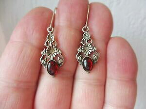 yzWG[EANZT[ COCOVo[CG[Ao[belle, vieux boucles doreilles,boucles doreilles , 925 argent avec ambre jaune