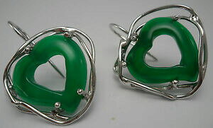 yzWG[EANZT[ IbL[jhiNI[AK^FfGAWFgorecchini donna cuore agata verde e argento 925