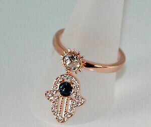 yzWG[EANZT[ XtXL[V{bNp^[ubNOZbg[YbLswarovski symbolique motif breloque anneau set gr52 or rose plaque neuf de box