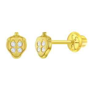 �y���������z�W���G���[�E�A�N�Z�T���[ �~�j�W���R�[�l�X�g���x���[�o�C�o�b�N�C���[�L�b�Y�K�[���Y14k or jaune mini zircone fraise securite vis arriere oreilles enfants amp; filles