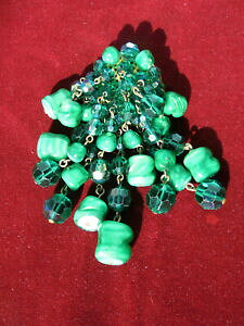 �y���������z�W���G���[�E�A�N�Z�T���[ ���B���e�[�W�u���[�`�O���[���K���X�r�[�Y�u�����b�N�K���X���F�l�c�B�Abroche vintage 195060 perles de verre vertes breloque, verre souffle, venise