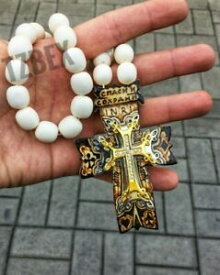 【送料無料】ジュエリー・アクセサリー クロスホワイトロザリオビーズアルメニアcross white for car rosary четки beads tzbex handmade from armenia