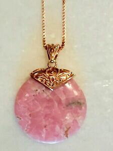 yzWG[EANZT[ [YhbNTCgy_g`F[iCl@[rose rhodochrosite pendentif amp; cuivre chaine 18 neuf never worn