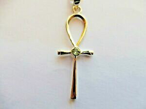 yzWG[EANZT[ GWvgANlbNXggp[`F[}bVuVo[collier egyptien ankh avec topaze55x20mm chaine argent massif