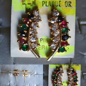 yzWG[EANZT[ bLS[h[tr[GhCOTt@CAWRrare boucles doreilles percees plaque or feuille rubis emeraudes saphir zircons