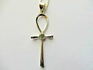 yzWG[EANZT[ GWvgANlbNXyhbg`F[}bVuVo[collier egyptien ankh avec peridot 55x20mm chaine argent massif