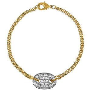 yzWG[EANZT[ S[hbLuXbgWRjEILVfXiCbracelet en plaque or et oxydes zirconium longueur 18 cm femme neuf