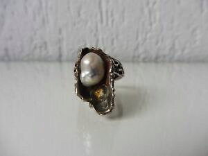yzWG[EANZT[ OVo[p[belle, vieux anneau __ 925 argent __ avec perle __