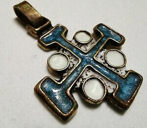 yzWG[EANZT[ y_gGTuYGit[fpendentif st luc croix de jerum bronze emaille fleur de lys model 594