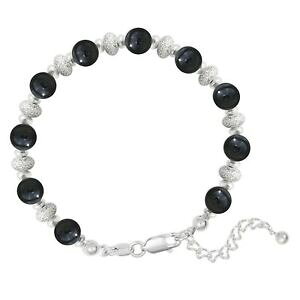 �y���������z�W���G���[�E�A�N�Z�T���[ �V���o�[�u���X���b�g�{�[���i�C��bracelet en argent 925 et boules onyx longueur 16 cm femme neuf