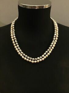 yzWG[EANZT[ R[ip[fBtBEf[tBOW[Ucollana perle di fiume due fili grigio e rosa