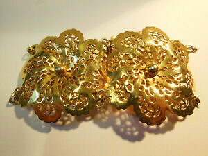 �y���������z�W���G���[�E�A�N�Z�T���[ �J�t���B���e�[�W�u���X���b�g�S�[���h���^���X�^���v�r�W���[manchette, bracelet articule vintage 1980 metal dore embouti fleurs bijou