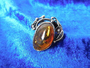 �y���������z�W���G���[�E�A�N�Z�T���[ �����O�V���o�[�A���o�[belle, vieux anneau __ 800 argent __ avec ambre