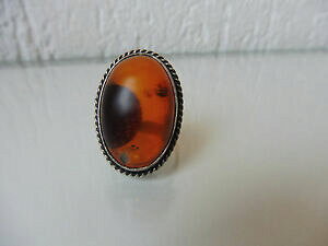 �y���������z�W���G���[�E�A�N�Z�T���[ �����O�V���o�[�A���o�[__ beau, vieux anneau __ 925 argent __ avec ambre __