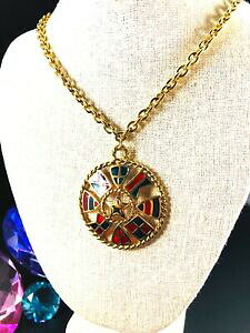 yzWG[EANZT[ gt@gS[f`F[{[gKX_Iy_gtrifari tm ton dore chaine collier nautique teinte verre pendentif medaillon