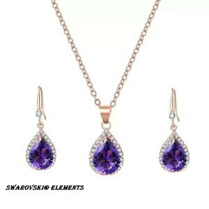 yzWG[EANZT[ XtXL[y_glbNXRWRjEp[vcollier boucle pendentif goutte d eau swarovskiR elements zirconium violet