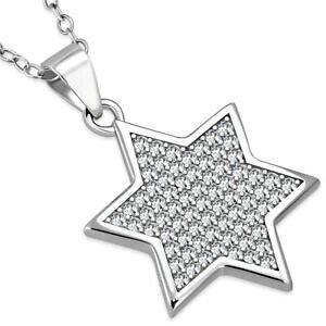 yzWG[EANZT[ frbhzCgWRlbNXVo[X^[ONVbNX^[925 argent sterling classique etoile de david blanc zircon transparent collier
