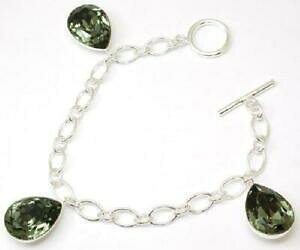 �y���������z�W���G���[�E�A�N�Z�T���[ �V���o�[�G�������c�N���X�^���O���[���I�[�o���u�����b�N�u���X���b�g925 argent elements cristal vert ovale breloque bracelet
