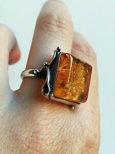 �y���������z�W���G���[�E�A�N�Z�T���[ �V���o�[�A���o�[�����O�p���`grosse bague en argent et ambre, poinconnee