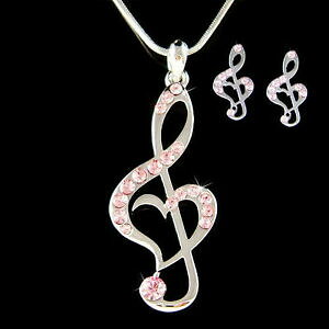 yzWG[EANZT[ [YgvL[~[WbNn[gNX^XtXL[RA[COZbgrose triple g clef musique coeur avec cristal swarovski collier earrings se