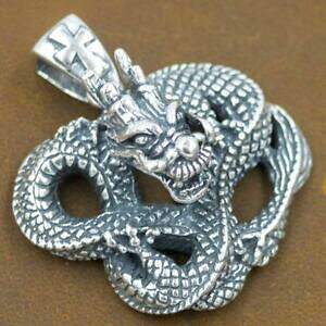 �y���������z�W���G���[�E�A�N�Z�T���[ �h���S���w�r�N���X�X�^�[�����O�V���o�[�����Ydragon snake cross artisan authentic genuine 925 sterling silver ag mens pendant