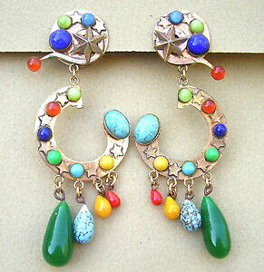 yzWG[EANZT[ CO^h[NbvKl2069 boucles doreille clips metal dore et verres de couleur