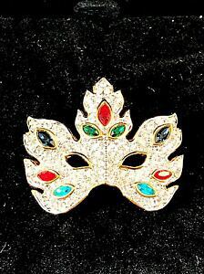 yzWG[EANZT[ veBtFU[XtXL[XXgX}XN}fBOu[`joli plume swarovski cygne 18k gp multicolore strass masque mardi gras broche