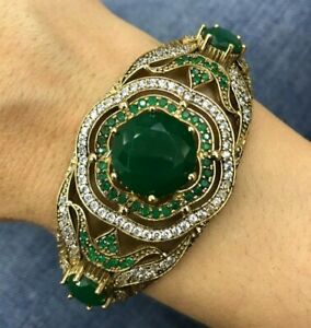 【送料無料】ジュエリー・アクセサリー シルバースターリングハンドメイドトルコエメラルドブレスレット925 argent sterling handmade authentique turque emeraude bracelet braceletのサムネイル